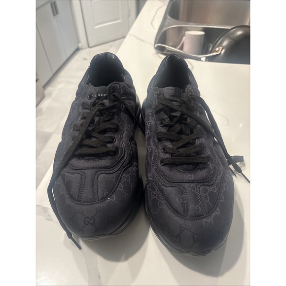 Gucci Other - gucci rhyton sneakers Black Monogram Size 12.5